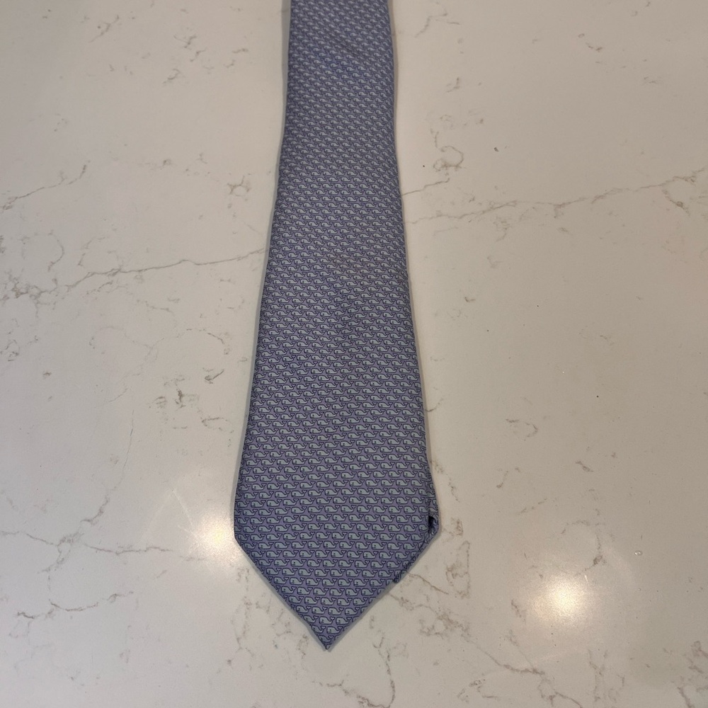 Vineyard Vines Blue Silk Tie with Micro-Pattern